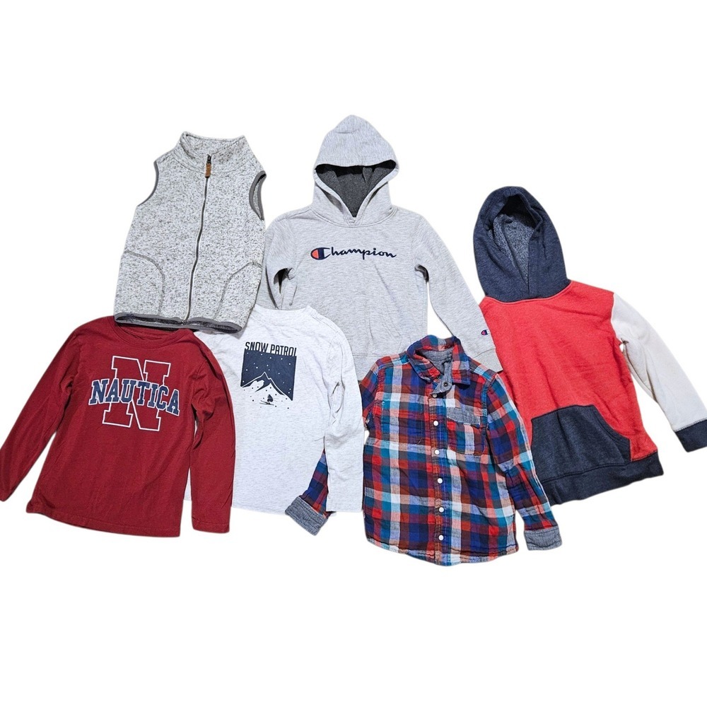 Boys Size 6 Clothing Lot 6pc Champion Nautica Carters Hoodies Vest Shirts